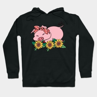 Cute Pig Bandana Sunflower Hoodie